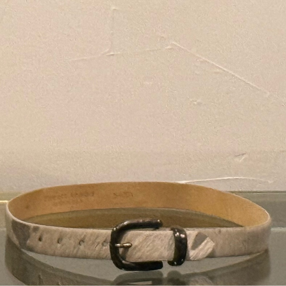 Vintage Streets Ahead Hair-on-hide White and Silver Leather Belt RARE - Picture 3 of 10